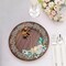 Brown 25 Round 13" Wood Print Paper Charger Plates Floral Lace Rim Party Events